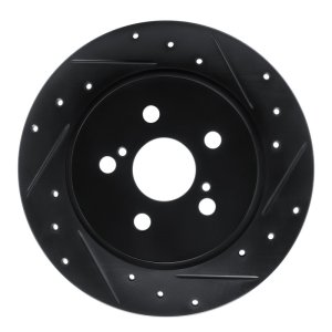 Toyota Corolla Brake Rotor (1) - Rear Right - R1 Concepts - Drilled & Slotted - Black - `09-`15